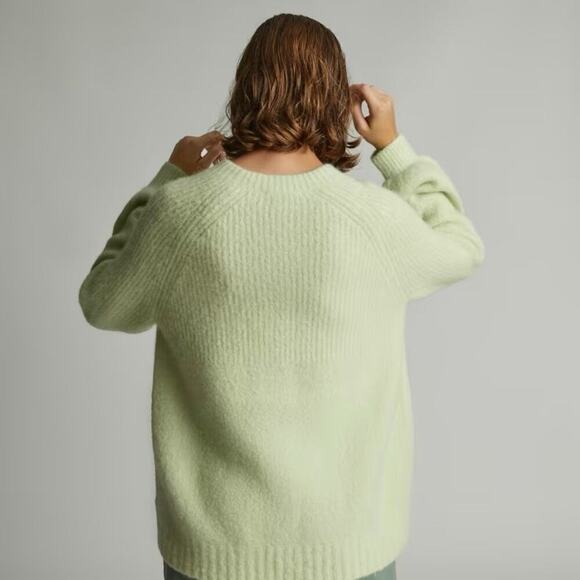 Everlane SuperFuzz Alpaca Oversized Crewneck Sweater Size S Lime Green Pullover - Picture 2 of 10